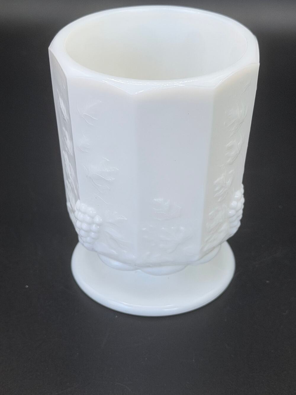 Vintage Westmoreland Paneled Grape Milk Glass Mini Open Sugar Bowl PG-24 Footed